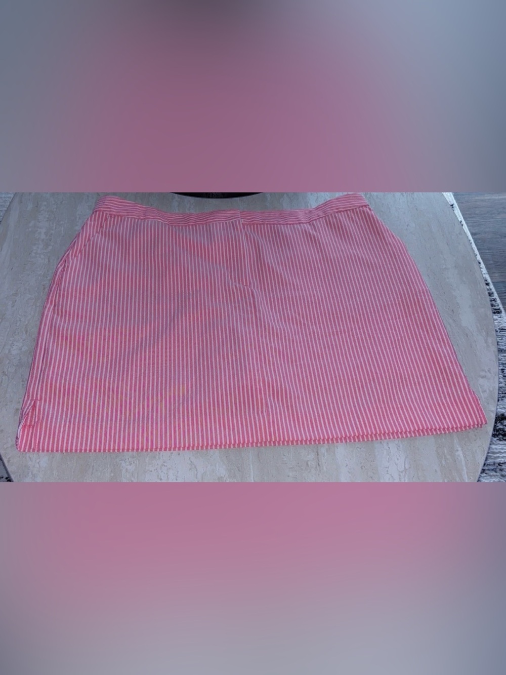 Izod Women’s Pink and White Striped Button-Down Shirt